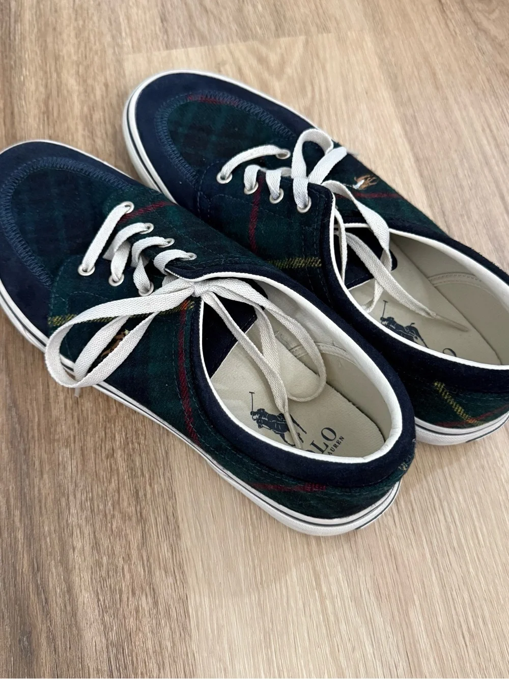 Polo by Ralph Lauren Navy & Green Plaid Low-Top Sneakers
